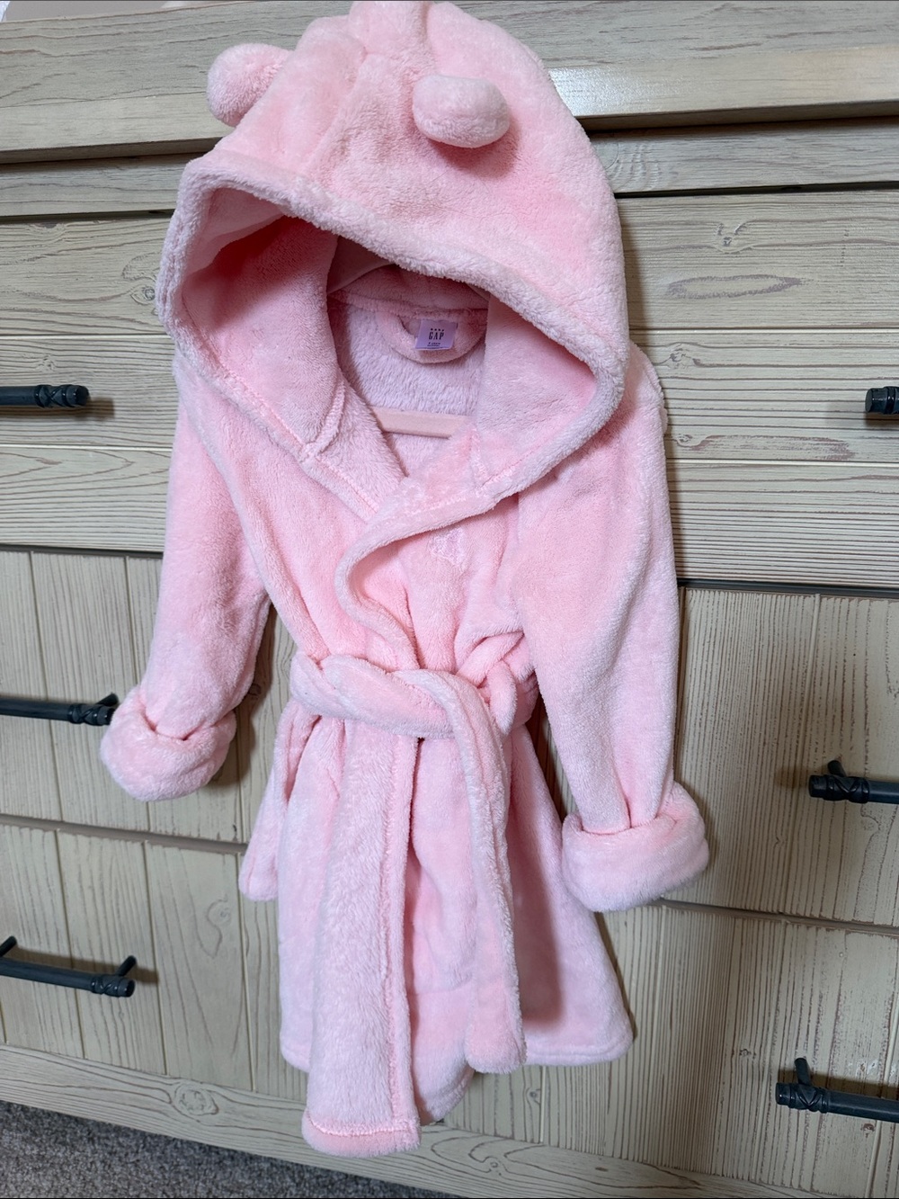 GAP Plush Hooded Kids Robe with Bear Ears - Pink